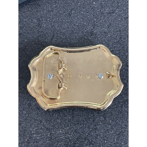 Vintage Belt Buckle Double Horse Portrait Goldtone Black  4 x 2.75" 1.5" Belt - Picture 5 of 7